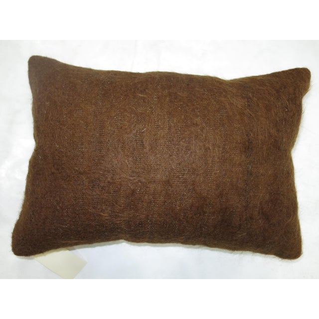 Brown Turkish Mohair Lumbar Rug Pillow For Sale - Image 4 of 5
