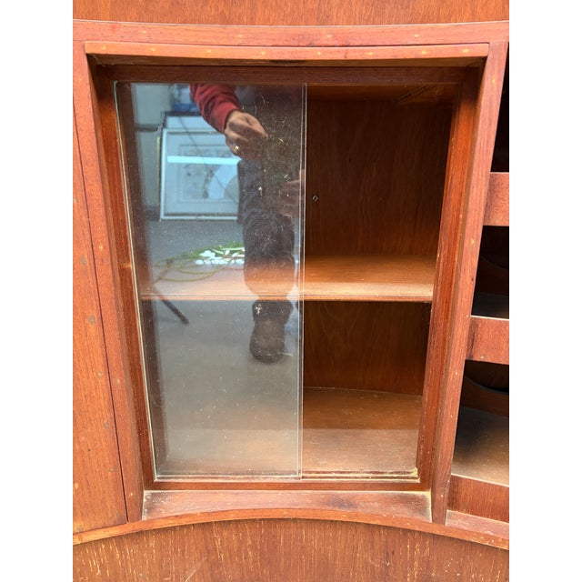 Mid 20th Century Modern Tufted Vinyl and Brass Dry Bar For Sale - Image 9 of 15