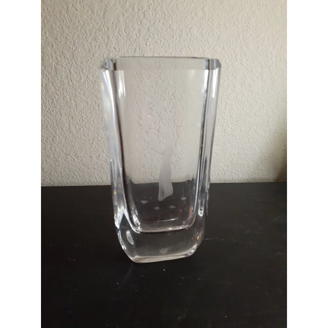 Vintage Artist Signed Skruf Sweden Clear Crystal Vase For Sale In Dallas - Image 6 of 6