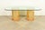 A gorgeous Modern Art Deco or Hollywood Regency double pedestal dining table By Thomasville USA, Circa 1980s Brass and oak...