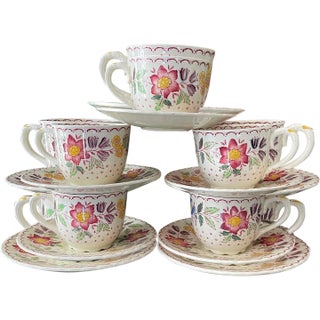 Set of Five (5) Vintage Mason’s English Demitasse and Saucers For Sale