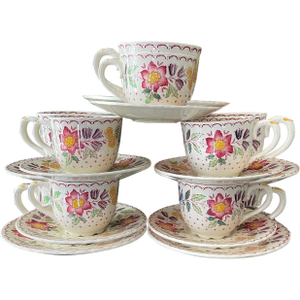 Set of Five (5) Vintage Mason’s English Demitasse and Saucers