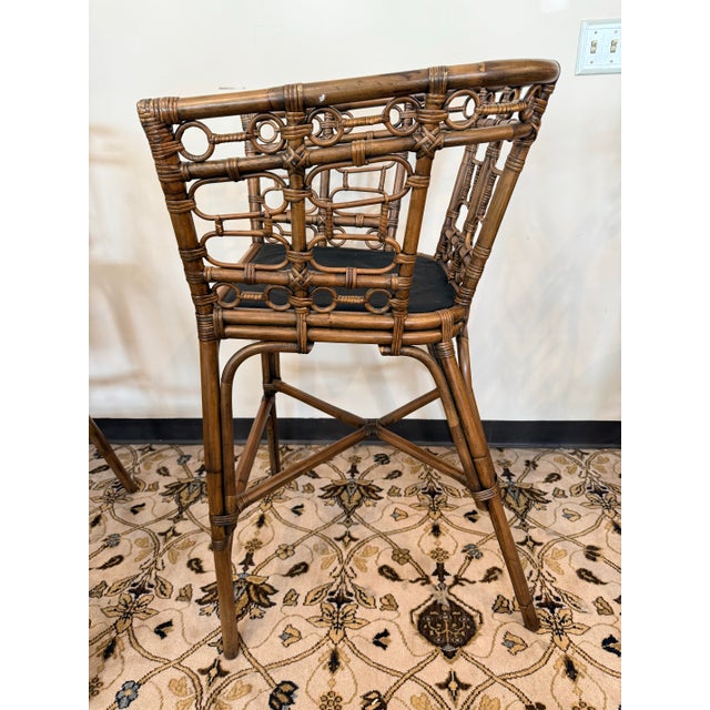 Late 20th Century Set of 4 Vintage Bamboo Rattan Bar Stools For Sale - Image 5 of 7