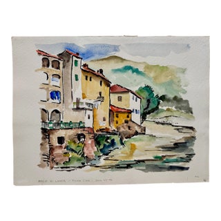 Henry Emil Salloch Original Watercolor on Paper Bagni Di Lucca, Fiume Lima. Italy. 1970. For Sale