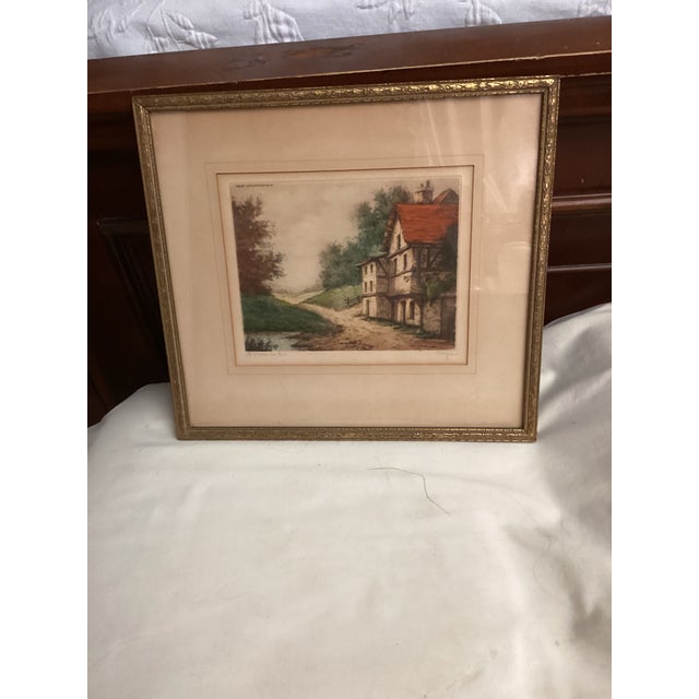 Mid-Century Modern Vintage 1936 “A’ Lore Du Bois” at the Edge of the Woods Original Print by Boyer Published by Camila Lucus, Framed For Sale - Image 3 of 5