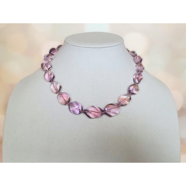 Natural Bolivian Carved Ametrine Beaded Necklace With 14k Gold Clasp For Sale - Image 4 of 11