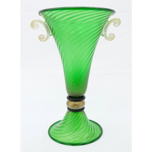 Contemporary Murano Glass Urn Vase W/ Gold Infused Handles by Gabbiani, Italy For Sale - Image 3 of 5
