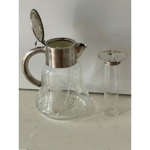 1950s 20 Th C Gorgeous Crystal Cut Silverplate Water Jug For Sale - Image 5 of 6