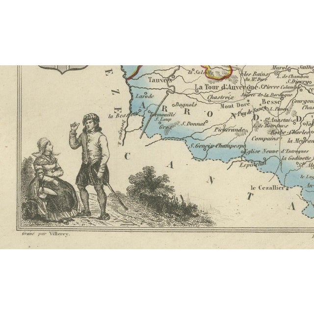 Black Antique Map of Puy-De-Dôme by Vuillemin, 1850 For Sale - Image 8 of 12