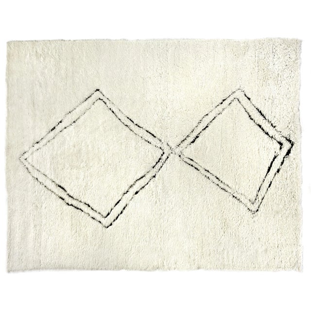 Ivory Weighton Hand loom Wool Ivory/Black Rug-8'x10'" For Sale - Image 8 of 8