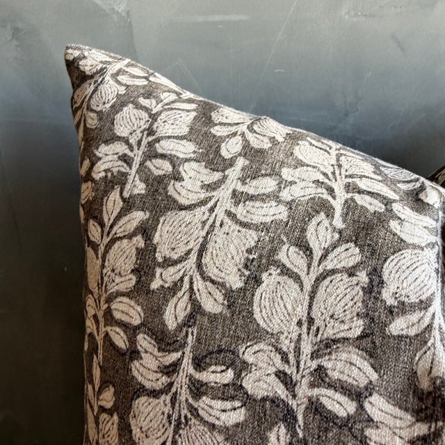 Pua Floral Linen Pillow For Sale - Image 4 of 7