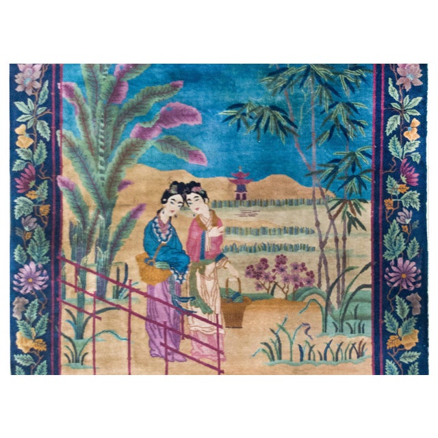 Blue Early 20th Century Chinese Art Deco Rug For Sale - Image 8 of 15