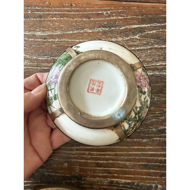 Antique Chinese Porcelain Erotic Trinket Box With Dragon Metal Mount For Sale - Image 10 of 11