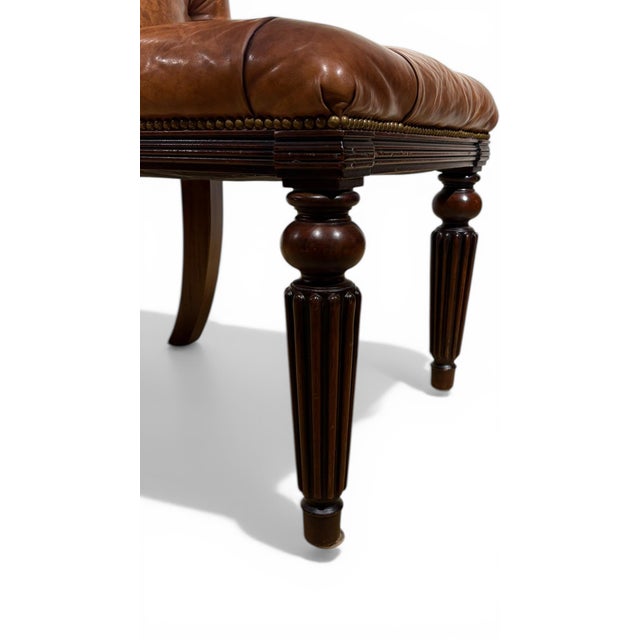Ralph Lauren Tufted Brown Leather Desk Chair For Sale In Philadelphia - Image 6 of 8