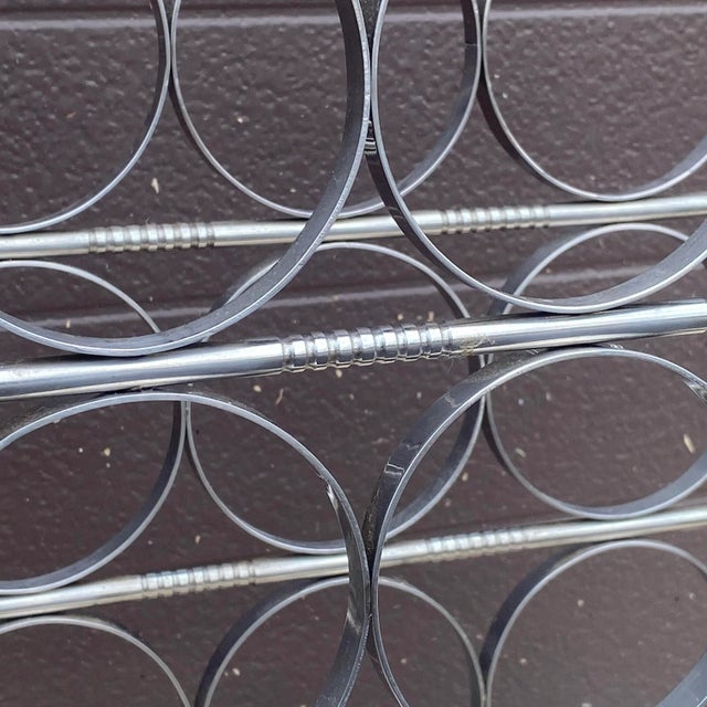 Mid-Century Modern Chrome Nine Bottle Tabletop Wine Rack For Sale In Philadelphia - Image 6 of 13