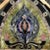 Antique, Beaux Arts style pointed arch, polychrome stained and slag glass window panel. This stunning window has beautiful...