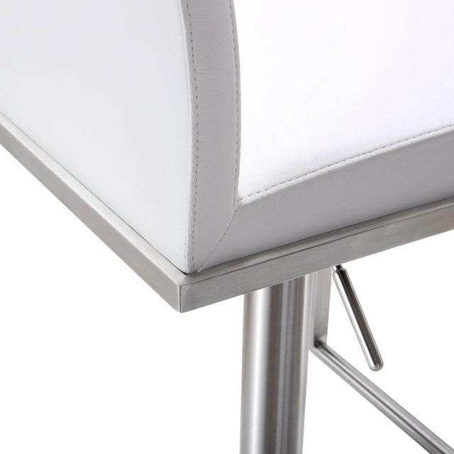 White Amalfi White Steel Adjustable Bar Stool For Sale - Image 8 of 12