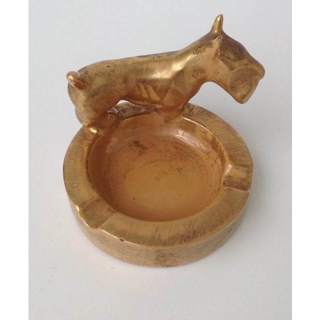 C.1960's Mid-Century Original Stangl Vintage Scottie Dog Gilt Strie Ashtray, Catchall Dish For Sale - Image 9 of 11