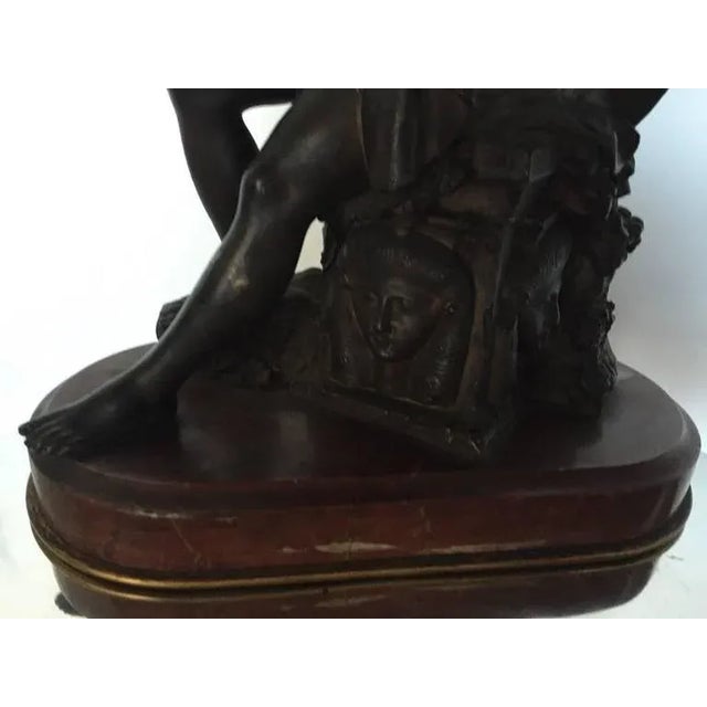 Figurative 19th Century Signed Bronze Seated Man Figure For Sale - Image 3 of 10