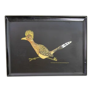 Couroc Roadrunner Bird Design Barware Vintage Serving Tray Circa 1960