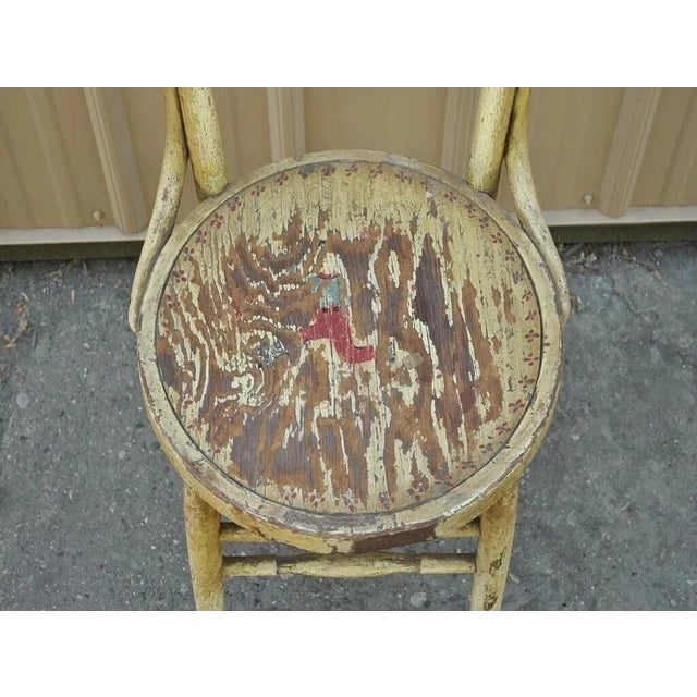 Early 20th Century Antique Rustic Primitive Distress Hand Painted Nursery Rhymes Side Accent Chair For Sale - Image 5 of 10