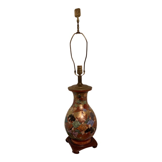 1960s Chinoiserie Hand Painted Porcelain Lamp For Sale