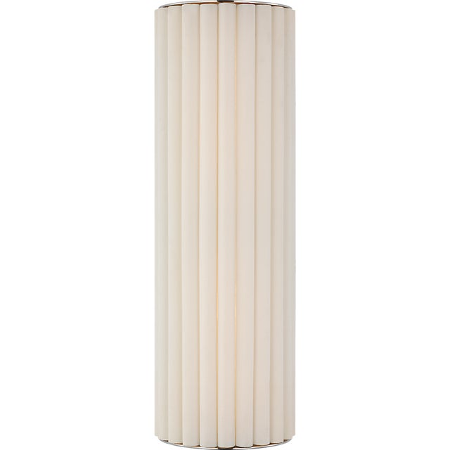 Ian K. Fowler for Visual Comfort Signature Palati Large Tall Sconce in Polished Nickel with Linen Shade For Sale