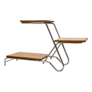 Mid-Century Modern Flower Stand in Chrome and Plywood from Kovona, 1960s For Sale