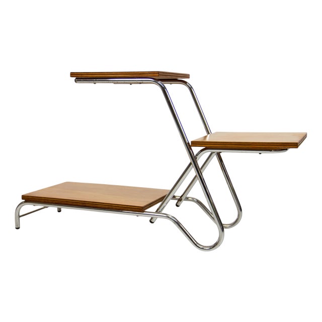 Mid-Century Modern Flower Stand in Chrome and Plywood from Kovona, 1960s For Sale