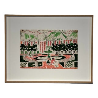 Thérèse Hummel, Place Des Vosges, 20th Century, Watercolor For Sale