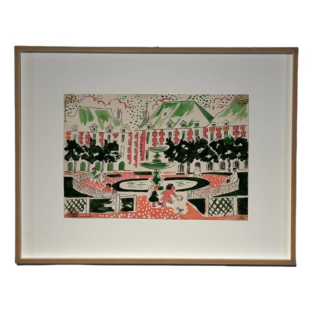 Thérèse Hummel, Place Des Vosges, 20th Century, Watercolor For Sale