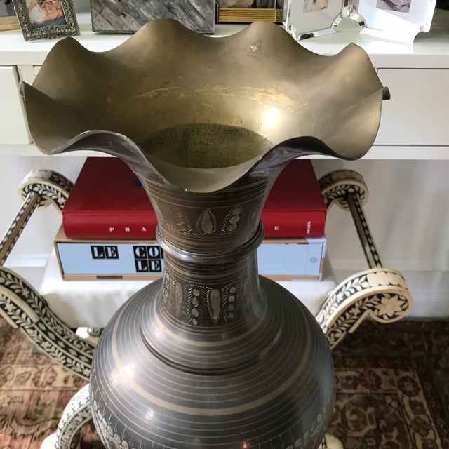 Indian Etched Brass Floor Vase Chairish