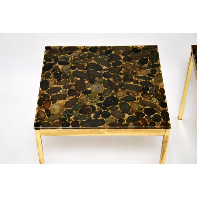 Vintage Swedish Brass and Stone Side Tables, 1970, Set of 2 For Sale - Image 6 of 13