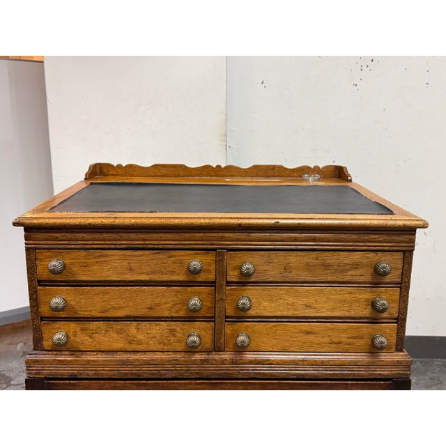 Traditional Antique J. & P. Coats Oak Spool Cabinet For Sale - Image 3 of 12