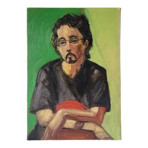 "Man With Goatee and Glasses No 2" Expressionist Portrait Oil Painting by Rosemary Rabut