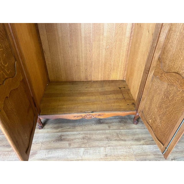 Vintage French Louis XVI Style Carved Oak 4-Door Armoire For Sale - Image 13 of 14