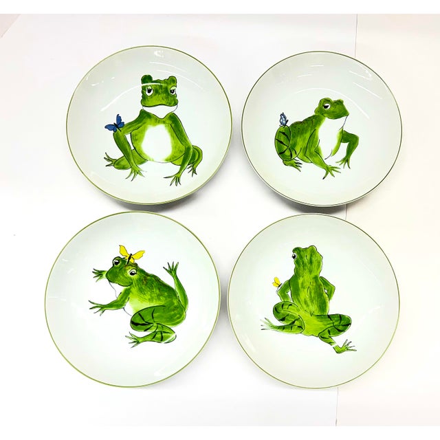 1970s Set of 4 Vintage Taste Setter by Sigma Frolicking Frogs Coupe Bowls For Sale - Image 9 of 12