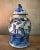 A splendid Chinese lidded temple jar depicting a courtyard scene with blooms and springtime verility. Mid 1960's . A...