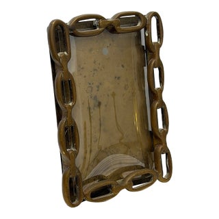 Mid-Century Brazilian Modern Bronze Chainlink Picture Frame, 1960s For Sale