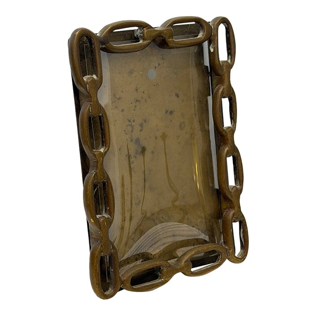 Mid-Century Brazilian Modern Bronze Chainlink Picture Frame, 1960s For Sale