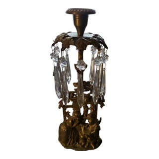 1920s Victorian Era Colonial Characters With Crystals Candlestick For Sale