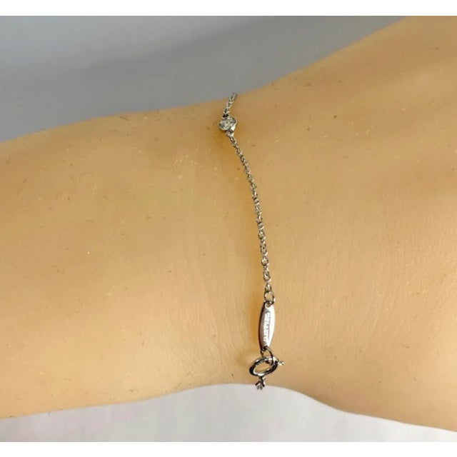 Modern Vintage Tiffany & Co. Elsa Peretti Platinum Three Diamonds by the Yard Bracelet For Sale - Image 3 of 8