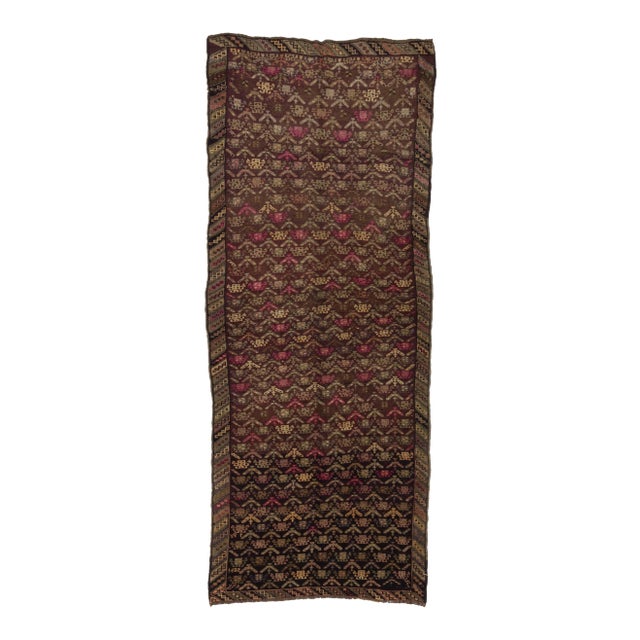 1960's Vintage Turkish Kars Wool Rug- 5′ × 12′4″ For Sale