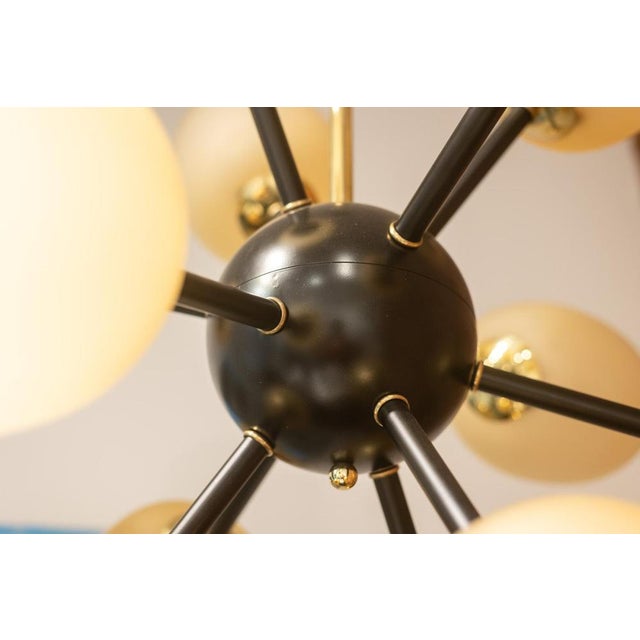Sputnik Star Chandelier in Brass and Glass For Sale - Image 3 of 8