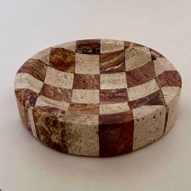 Late 20th Century Checkerboard Stone Trinket Bowl For Sale - Image 5 of 6