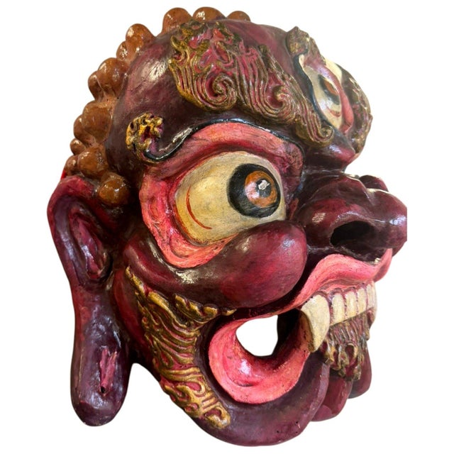 Late 20th Century Vintage Nepal Newar Bhairava Clay Fiber Deity Wall Mask 13" For Sale - Image 5 of 13