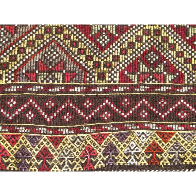 Mid 20th Century Vintage Turkish Handmade Kilim Embroidery Boho Area Rugs For Sale - Image 10 of 11