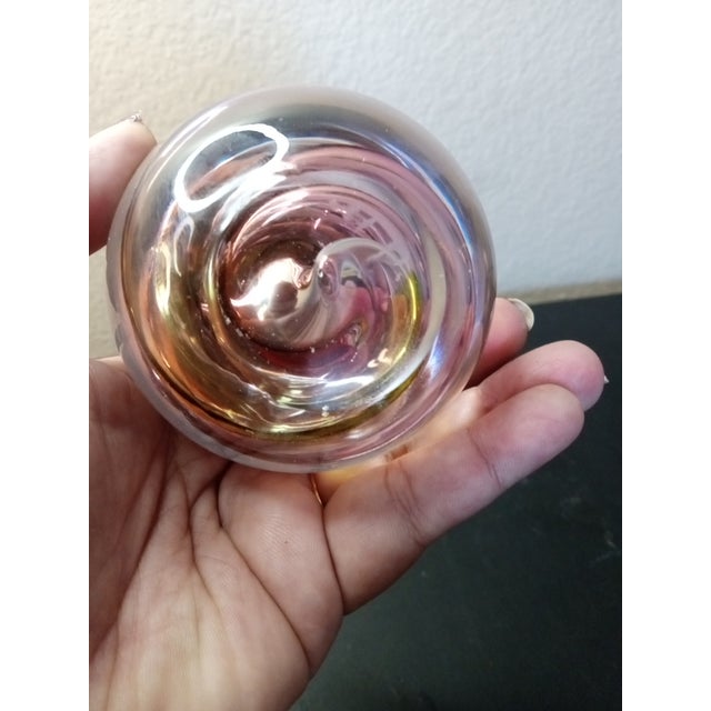 1980s Signed Marian Pyrcak Pink Swirl Paperweight From Poland For Sale - Image 4 of 7