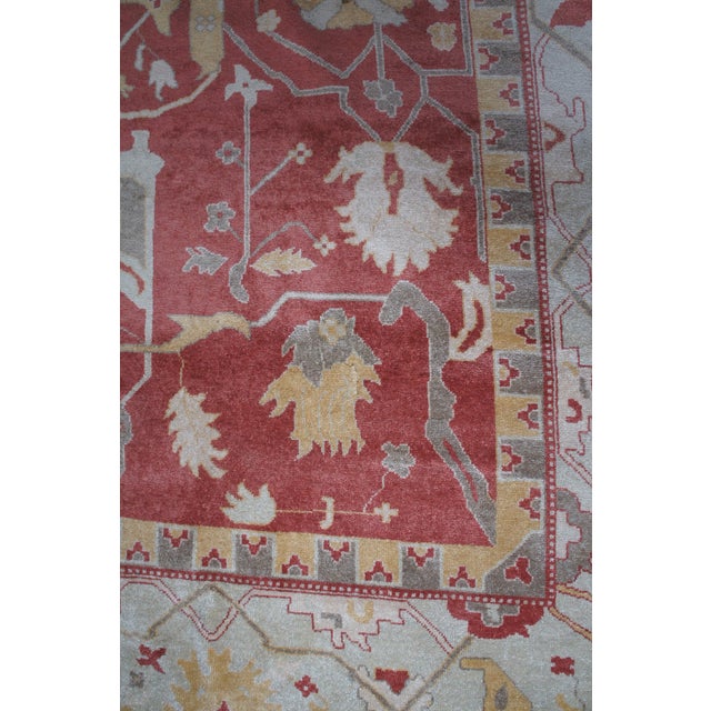 Vintage Turkish Hand Knotted Oushak Geometric Palace Area Rug Carpet 12' X 16.5' For Sale - Image 10 of 13