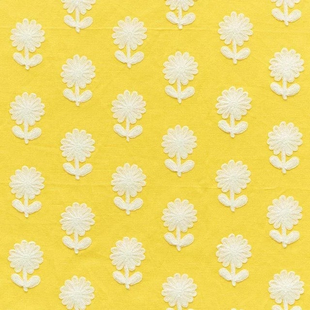 Sample - Schumacher Paley Embroidery Fabric in Yellow For Sale